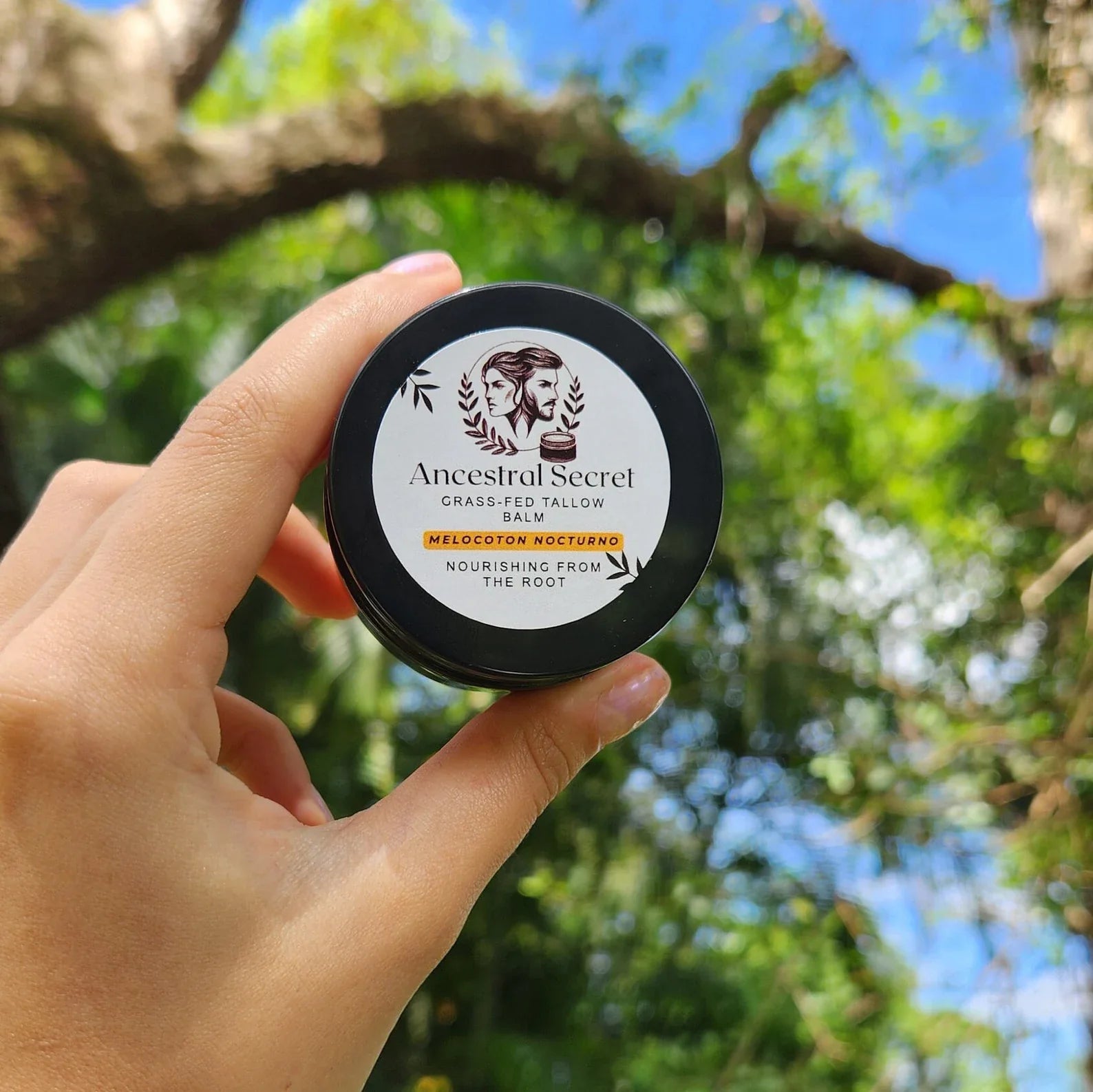 Ancestral Secret - Melocoton Nocturno Handmade Beef Tallow Balm, For All Skin And Hair Types. 0.55 oz / 2 oz