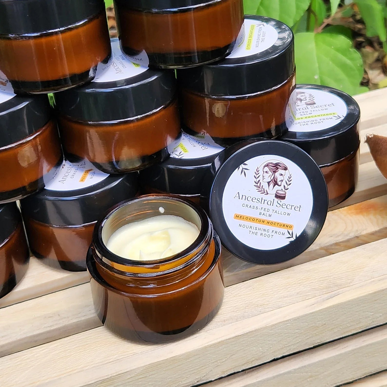 Ancestral Secret - Melocoton Nocturno Handmade Beef Tallow Balm, For All Skin And Hair Types. 0.55 oz / 2 oz