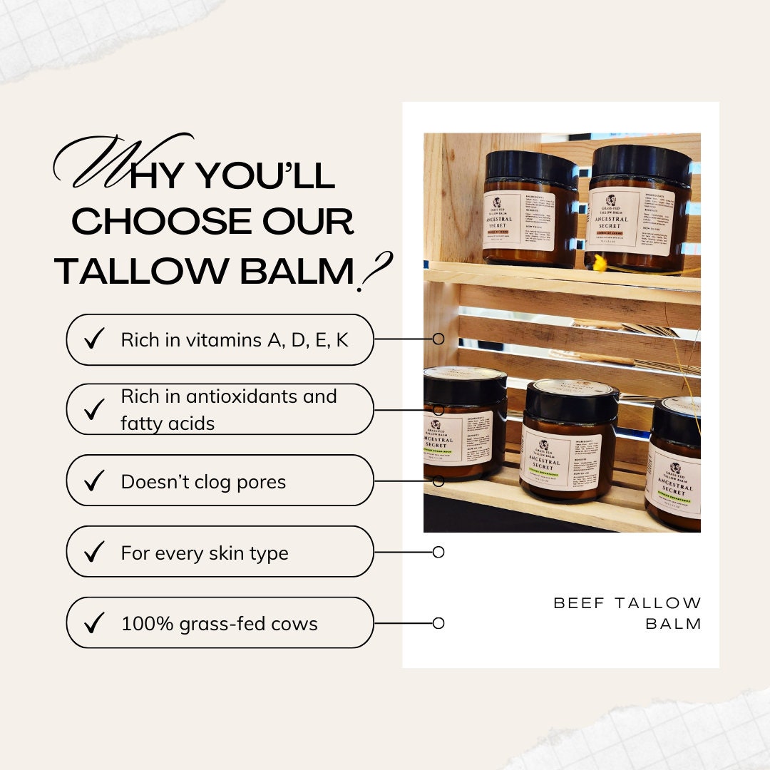 Ancestral Secret - Citricos Encantados Grass Fed Beef Tallow Balm. 0.55 Oz/2 Oz