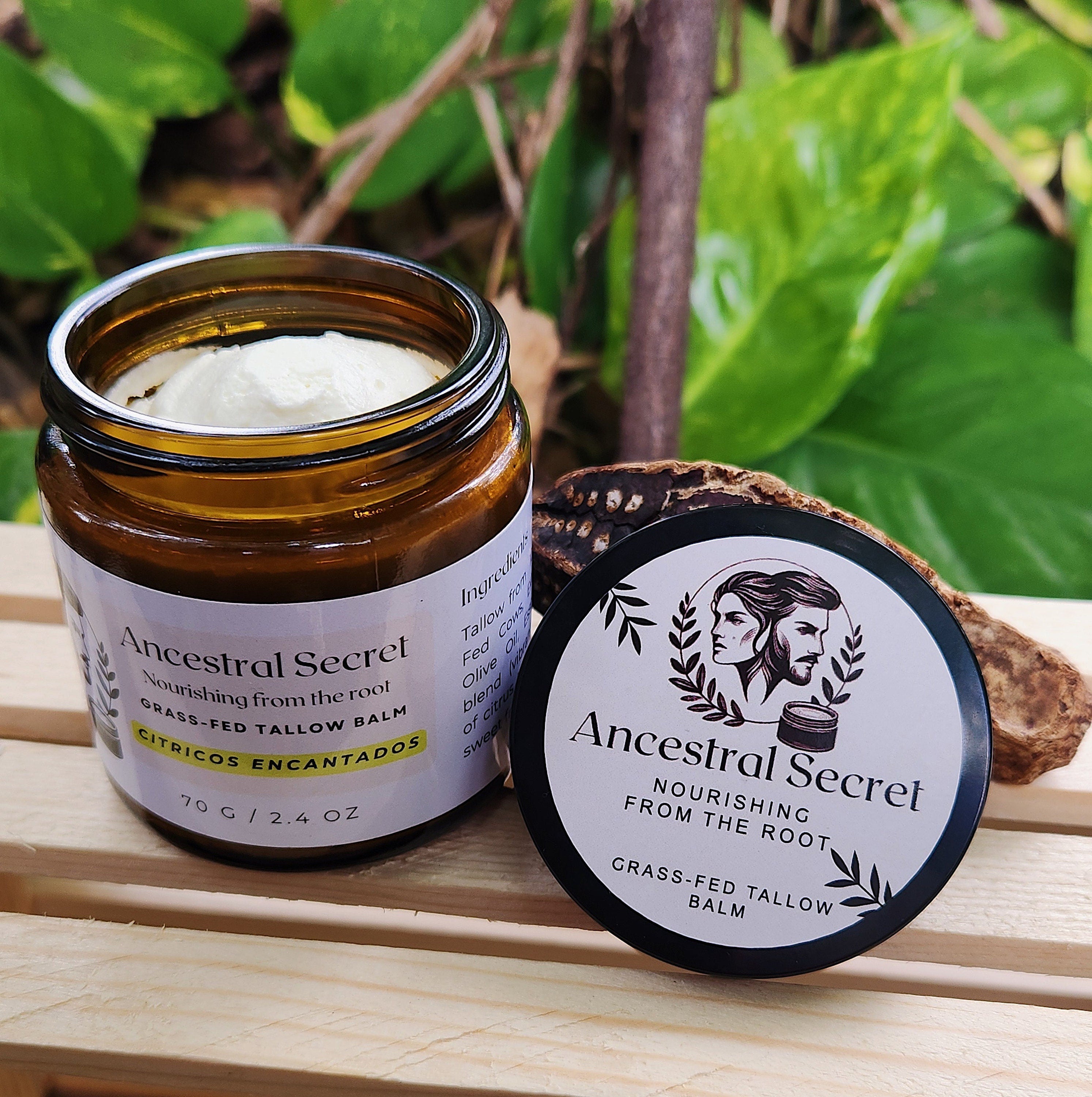 Ancestral Secret - Citricos Encantados Grass Fed Beef Tallow Balm. 0.55 Oz/2 Oz
