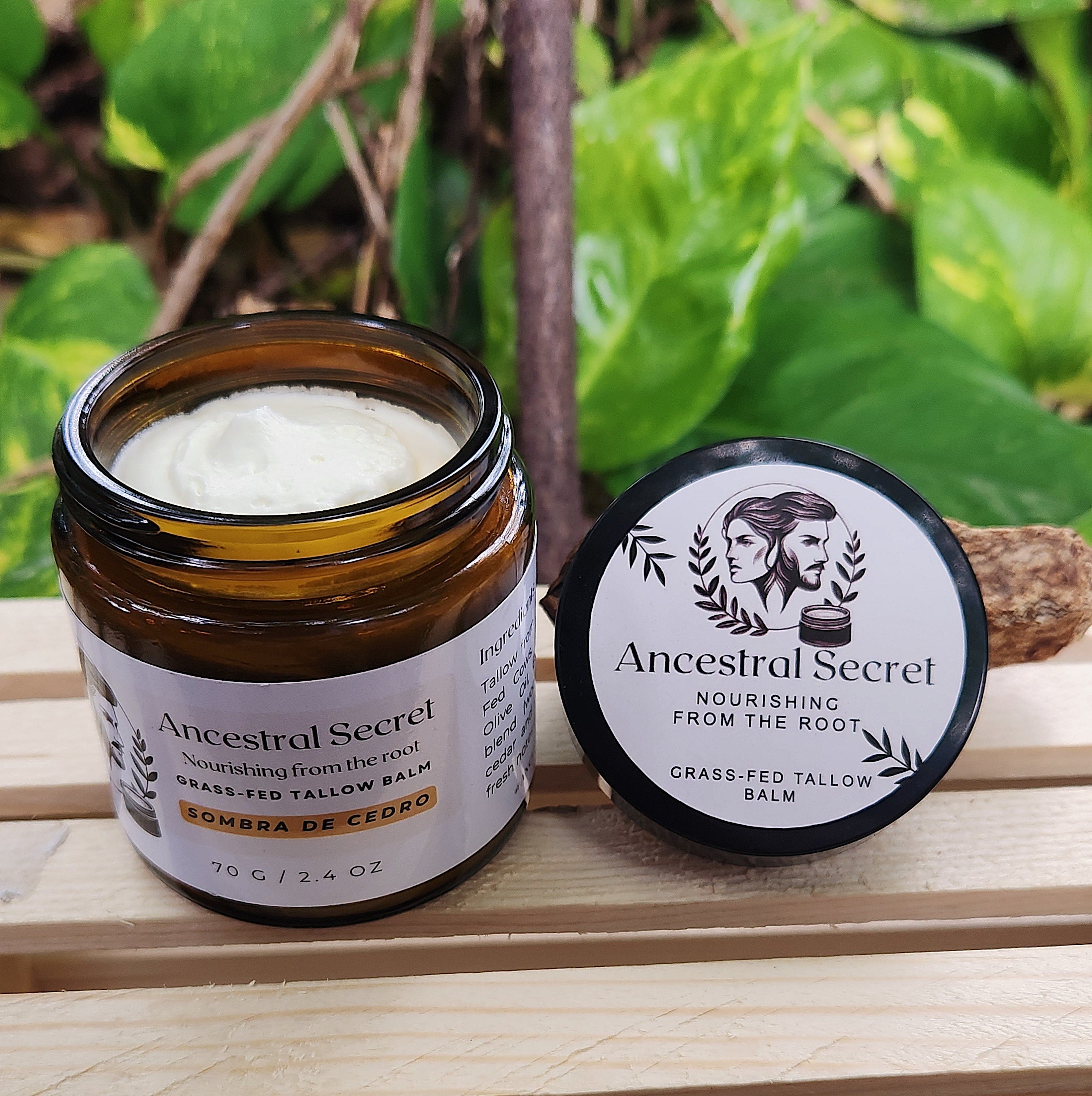 Ancestral Secret - Sombra De Cedro Grass fed Beef Tallow Balm for Men - 0.55 Oz | 2 Oz