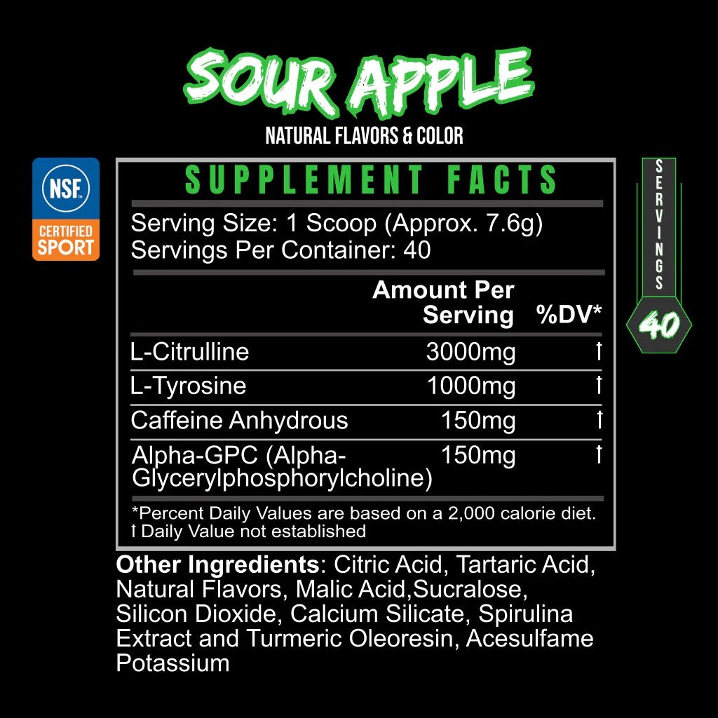 BLACKLABEL Supplements - PRE GAME Pre-Workout – Sour Apple Flavor | Customizable Caffeine, Enhanced Focus & Stackable Formula for Optimized Performance