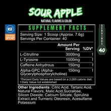 Load image into Gallery viewer, BLACKLABEL Supplements - PRE GAME Pre-Workout – Sour Apple Flavor | Customizable Caffeine, Enhanced Focus &amp; Stackable Formula for Optimized Performance