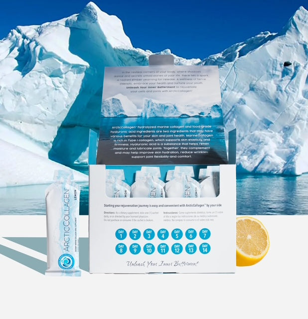ARCTICCOLLAGEN™ - Arctic Collagen Wellness &amp; Beauty | 8000 mg Hydrolyzed Marine Collagen Liquid Supplement - Hyaluronic Acid and Vitamin C to Support Strong Joints, Resilient Bones, Healthy Hair, Skin and Nails | Sugar-Free Lemon (8000mg, Lemon)