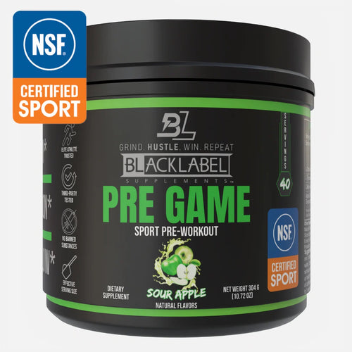 BLACKLABEL Supplements - PRE GAME Pre-Workout – Sour Apple Flavor | Customizable Caffeine, Enhanced Focus & Stackable Formula for Optimized Performance