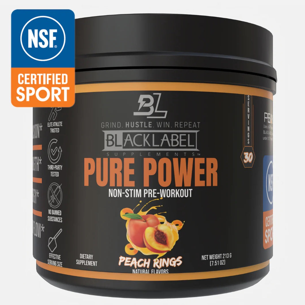 BLACKLABEL Supplements -Strength & Power Enhancer – Peach Rings Flavor | Boost Endurance, Power Output & Lean Muscle Naturally – Stimulant-Free Performance Formula