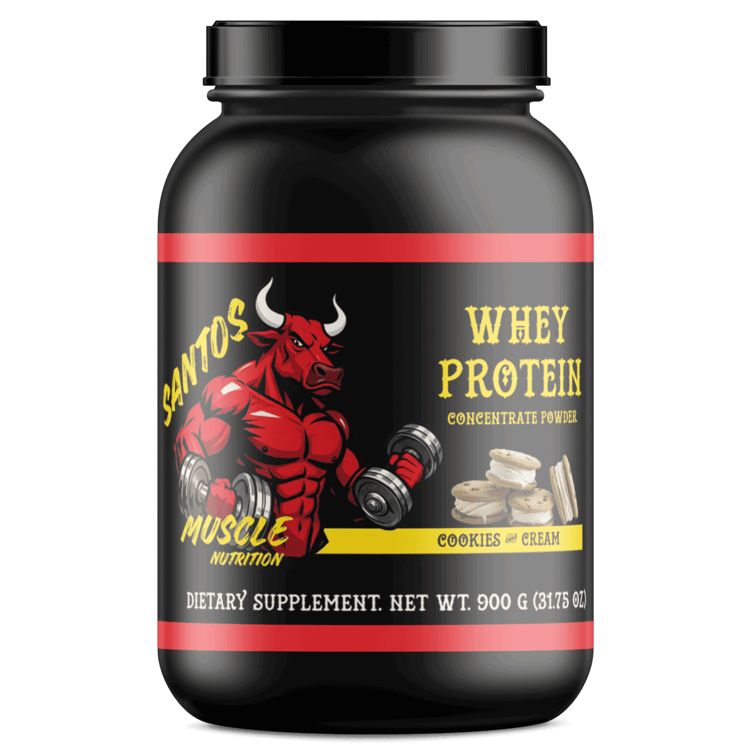 Santos Muscle Nutrition® Cookies & Cream Whey Protein – 900g Premium Protein Formula