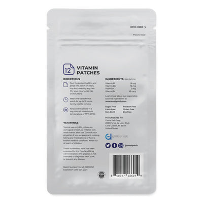 OnMi -Vitamin Support Patch -12 pack - Supplementing your nutrition intake has never been easier — simply stick it on and let your skin soak up our natural, science-based blend of vitamins