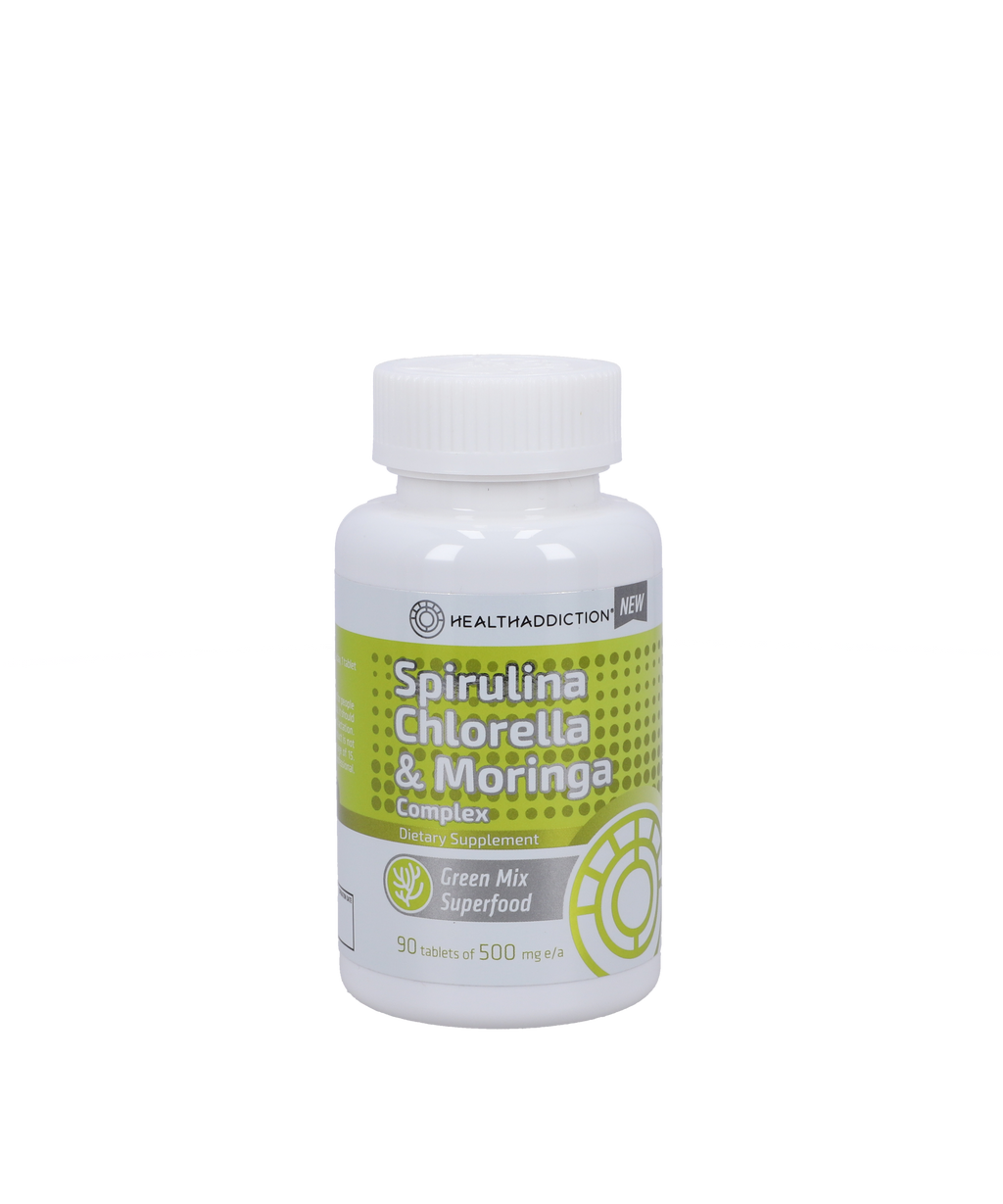 HEALTHADDICTION - Spirulina, chlorella & moringa complex-90 tablets