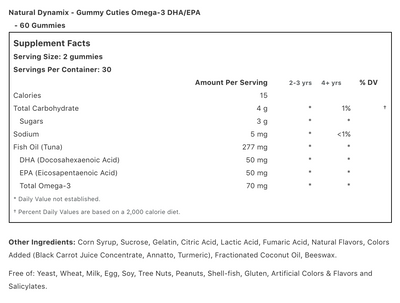 Natural Dynamix Omega 3 DHA-EPA Kids Gummies (60 Count)