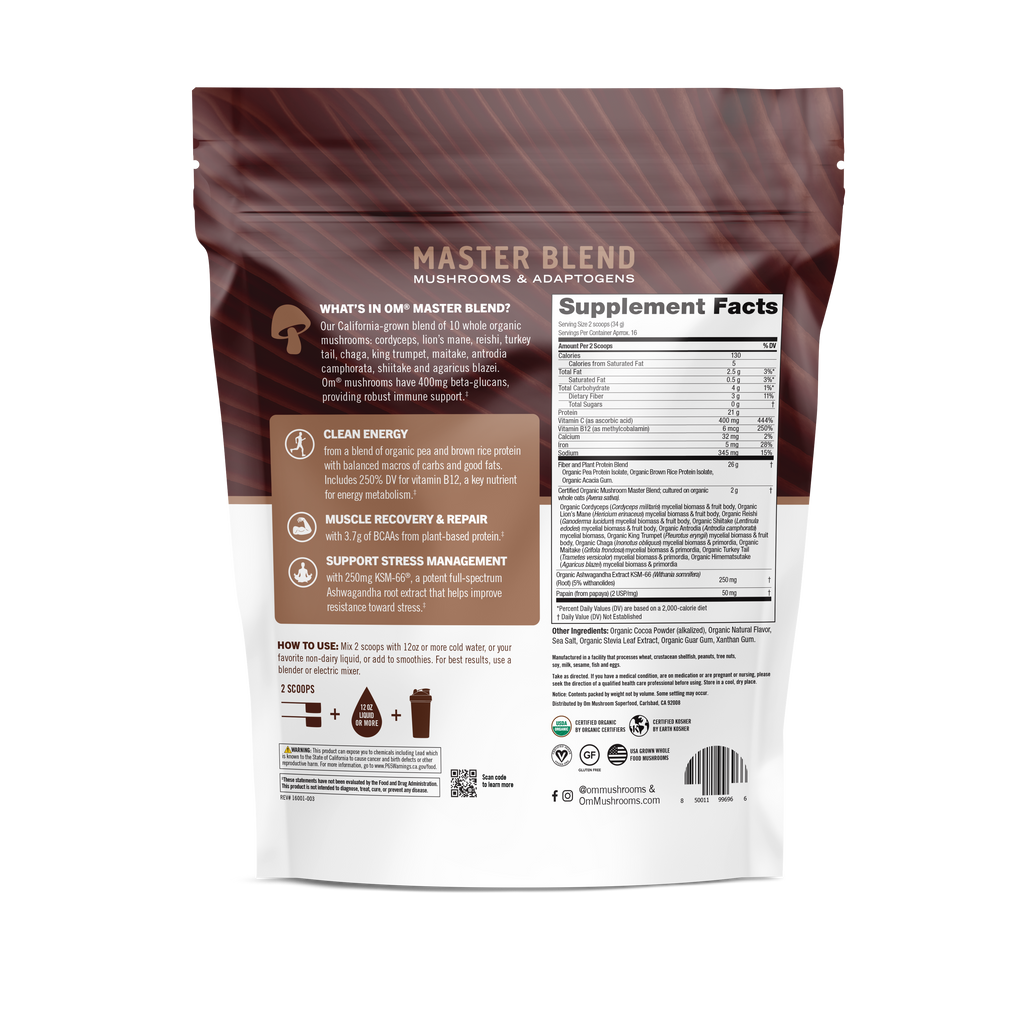 OM Mushroom Master Blend Plant‑Based Protein - Creamy Chocolate