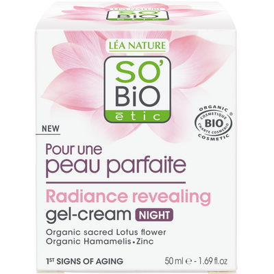 SO'BiO étic - Peau parfaite - Radiance revealing gel-cream - NIGHT - Organic, Ecocert ,Vegan 50 ml