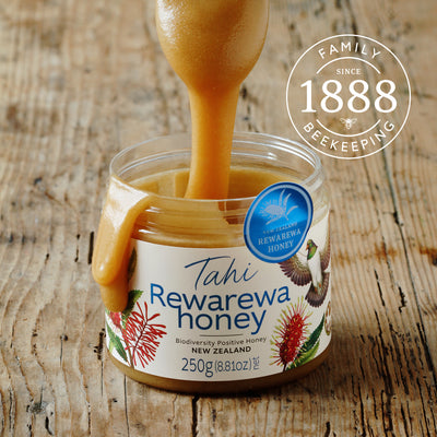 TAHI REWAREWA honey, 250gr, Sustainable, 100% natural, Biodiversity-Positive New Zealand honey.