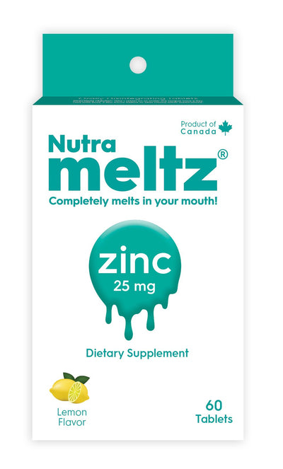 Nutrameltz Zinc 25mg | Boosts Immune System | 60 Melting tablets | Lemon Flavour
