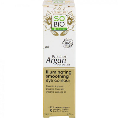 SO’BiO etic Précieux Argan Illuminating Smoothing Eye Contour - Organic, Ecocoert, Vegan - 15 ml